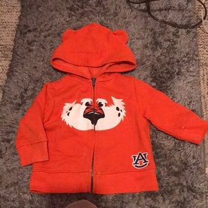 Cute and warm baby boy Auburn jacket, hood has tiger ears
